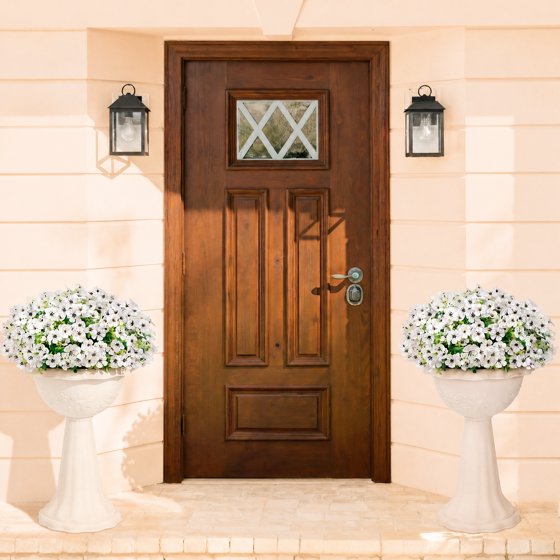 Norcho Outdoor Artificial Flowers, 12 Bundles Plastic Fake Daisy, Faux Plants for Spring/Summer Porch, Window Box, Vase, White