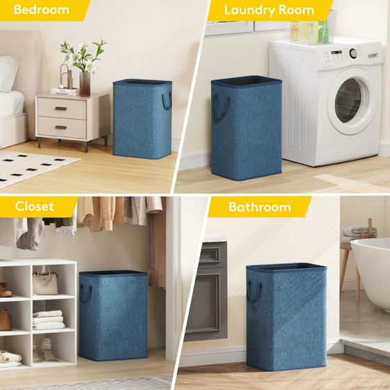 Norcho 80L Tall Collapsible Laundry Hamper with Handles, Foldable Portable Clothes Basket for Dorm Bathroom, Dark Blue