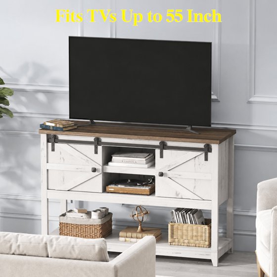 Norcho Farmhouse Entryway Console Table with Sliding Barn Doors, Adjustable Shelf and Bottom Open Storage, Hallway Table for Entrance, Living Room, Foyer