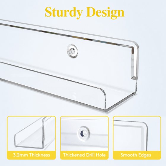 Norcho 12" Floating Shelves for Living Room, 10-Pack Narrow Wall Shelves, Wall Decor