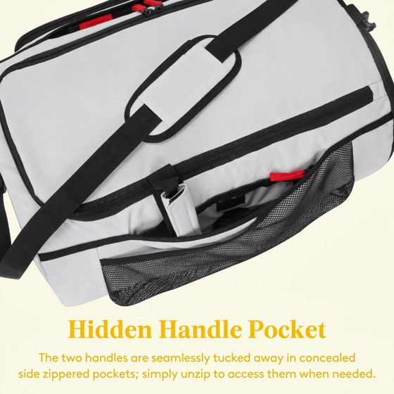 Norcho 40L Gym Duffel Bag with Shoe Pocket, 3-in-1 Waterproof Travel Weekender Backpack Dry Wet Separation, Silver Gray