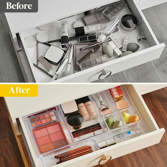 Norcho 33 PCS Drawer Desk Organizer, Dividers Trays, Storage Bins for Makeup Office Jewelry Gadgets Bedroom