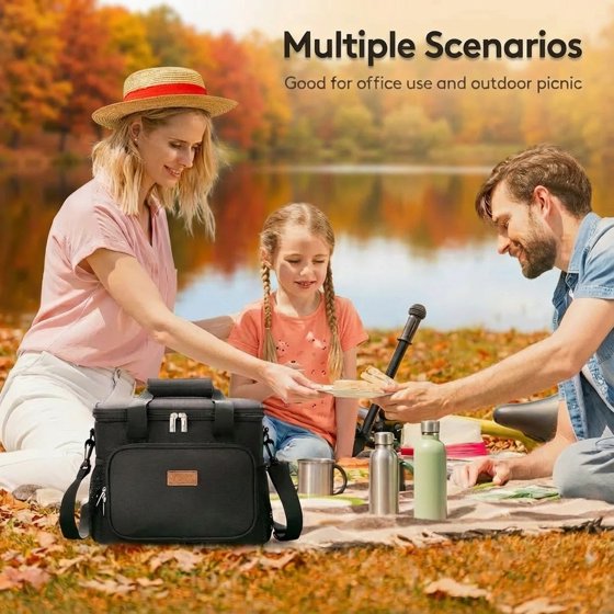 Norcho Large Insulated Lunch Bag Cooler Tote for Adults, Soft Lunch Box for Men and Women, 24-Can (16L), Black