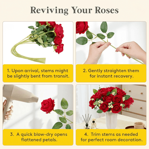 Norcho 10 Pcs Red Artificial Roses Bulk, Fake Long Stem Silk Flowers for DIY Wedding Bouquets Centerpieces Valentine Decor