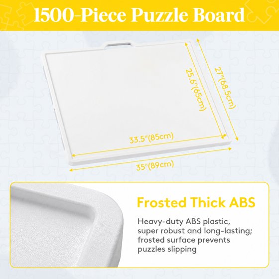 Norcho 1500 Pieces Rotating Puzzle Board with Divided Drawers, Felt Mat, Protective Cover, Portable Jigsaw Puzzle Table with Handle, 4 Extra Felt Trays, 35" x 27", White