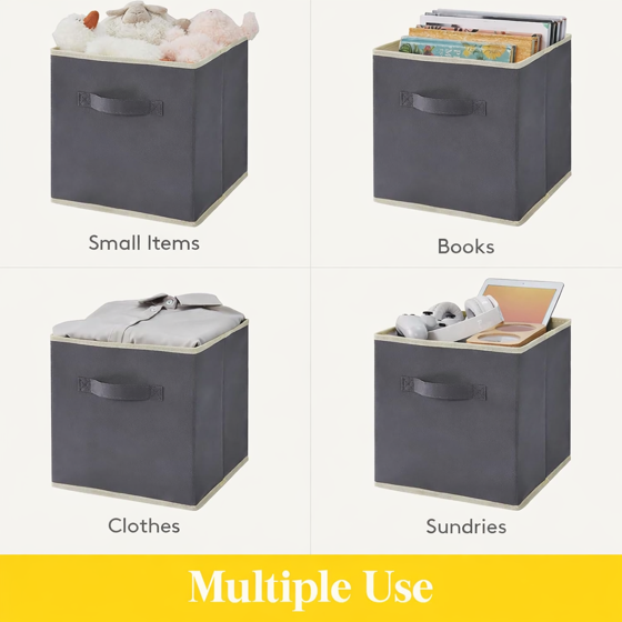 Norcho Foldable Fabric Storage Cubes with Handles, Decorative Closet & Shelf Storage Bins, 11 Inch, Gray, 12 Pack