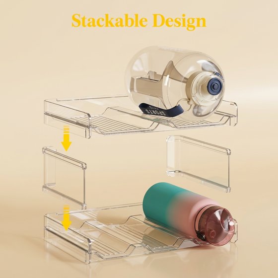 Norcho Stackable Water Bottle Organizer Cabinet, Extra Large Holder for 5 Bottles, Pantry Fridge Wine Rack Storage