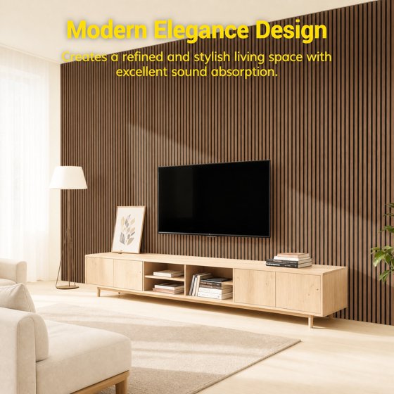 4-Piece Wood Wall Panels for Interior Wall Decor, 47.2" x 23.6" Soundproof Acoustic Wall Panels, Brown