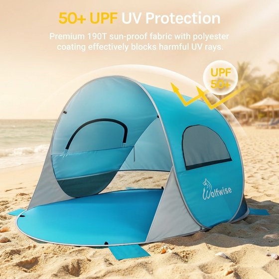 Norcho 79x49x38" Pop Up Beach Tent UPF50+ Sun Shelter, Instant Shade Canopy for 2 Person, Blue