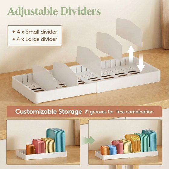 Norcho 2-PCS Lid Organizer for Plastic Lids, Large Food Container Lid Organizer, Lid Storage Organizer for Cabinet