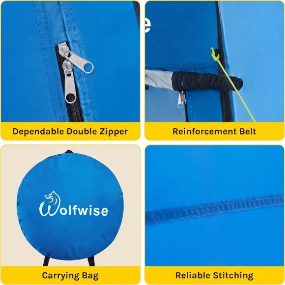 Norcho 47x83" Pop Up Shower Tent with Floor, Portable Changing Privacy Toilet Shelter with Ventilation, Blue