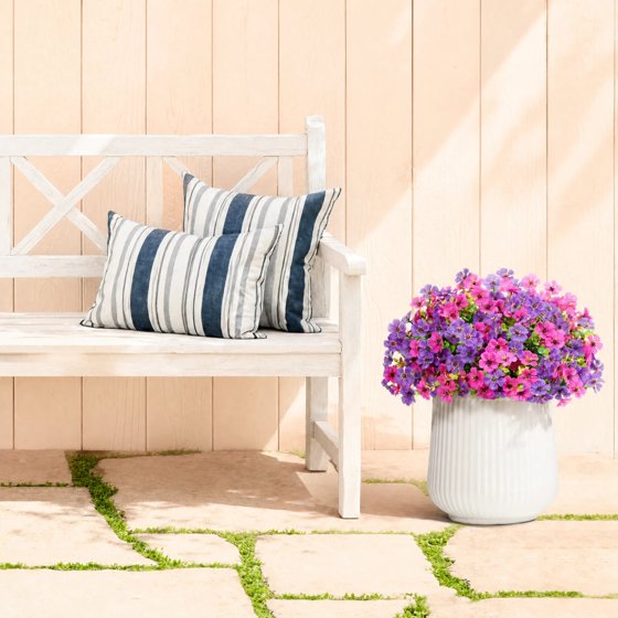 Norcho Outdoor Artificial Flowers, 12 Bundles Plastic Fake Daisy, Faux Plants for Spring/Summer Porch, Window Box, Vase, Fuchsia & Purple Mix