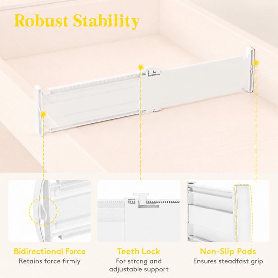 Norcho Drawer Dividers for Clothes 4-Pack, 3.2" Tall Expandable Dresser Drawer Organizers, Adjustable Plastic Separators for Socks, Underwear, Kitchen, Cabinet, Nursery Storage