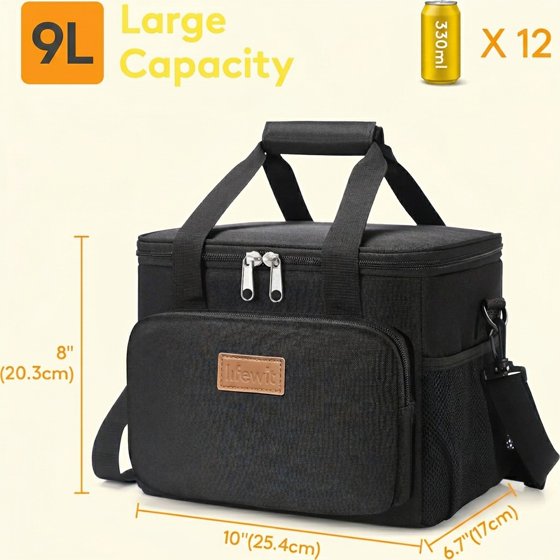 Norcho Insulated Lunch Bag Soft Cooler Tote for Adults, Black 40-Can 24L