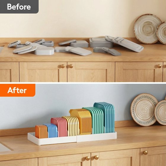 Norcho 2-PCS Lid Organizer for Plastic Lids, Large Food Container Lid Organizer, Lid Storage Organizer for Cabinet