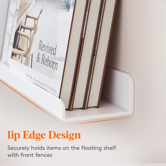 Floating Nursery Book Shelves for Wall Set of 2, 36 Inch White Long Kids Bookshelf, Kids Room Bedroom Study Storage Display Organizer Decor, Mother’s Day Gift Idea