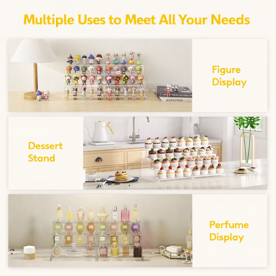 Norcho 4-Tier Cupcake Display Stand, Clear Tiered Shelf for Desserts, Figurines, and Party Decor, 12-Inch, 2-Pack