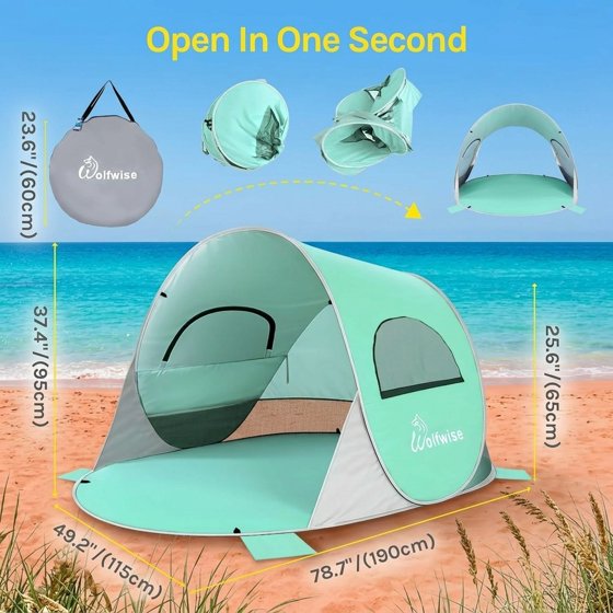 Norcho 79x49x38" Pop Up Beach Tent UPF50+ Sun Shelter, Instant Shad