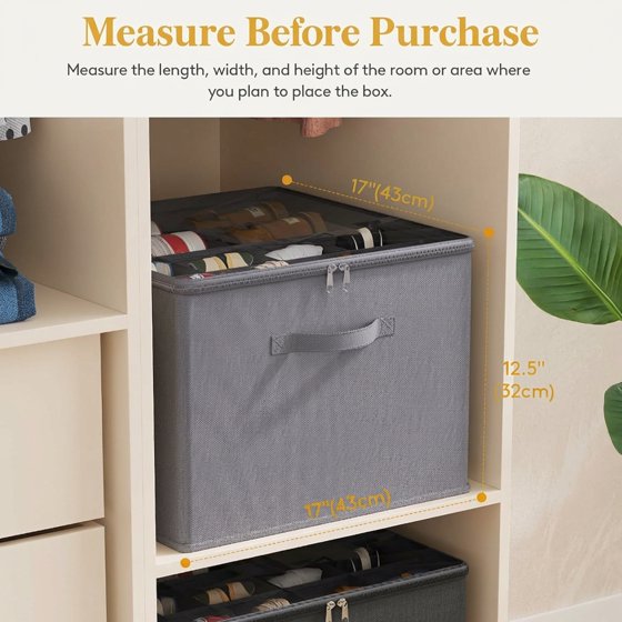 Norcho Shoe Storage Organizer for Closet, Large Fabric Shoe Boxes with Clear Lids, Foldable Bins for Boots, Heels, and Sneakers, Fits 24–32 Pairs (12–16 Pairs Each), 2-Pack, Gray