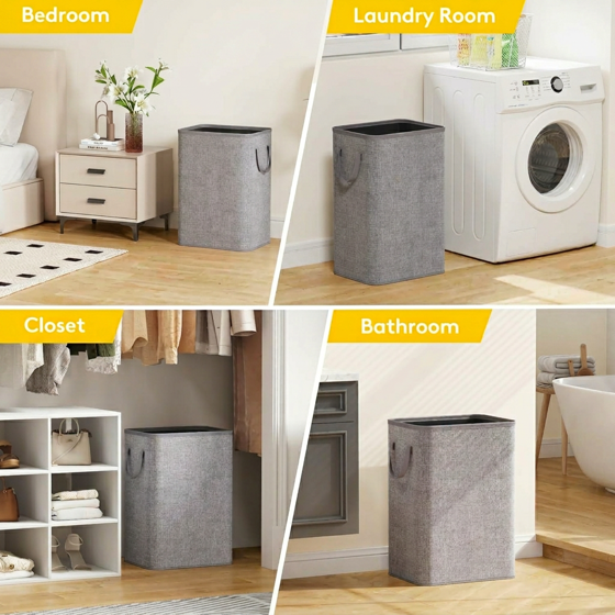 Norcho 80L Tall Collapsible Laundry Hamper with Handles, Foldable Portable Clothes Basket for Dorm Bathroom, Light Gray