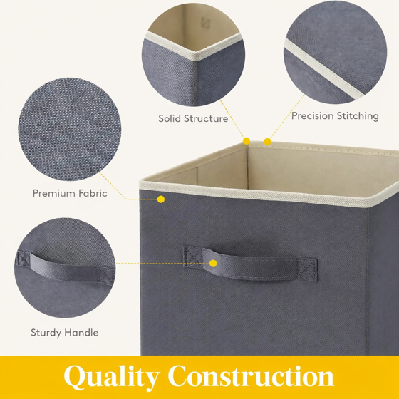Norcho Foldable Fabric Storage Cubes with Handles, Decorative Closet & Shelf Storage Bins, 11 Inch, Gray, 12 Pack