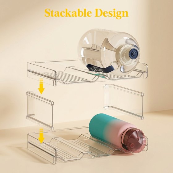 Norcho Stackable Water Bottle Organizer Cabinet, Extra Large Holder for 8 Bottles, Pantry Fridge Wine Rack Storage