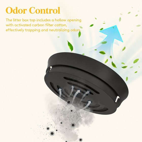 Cat Litter Box with Lid, Corner Cat Litter Box Enclosure, Hidden Cat Litter Box Plant, Black