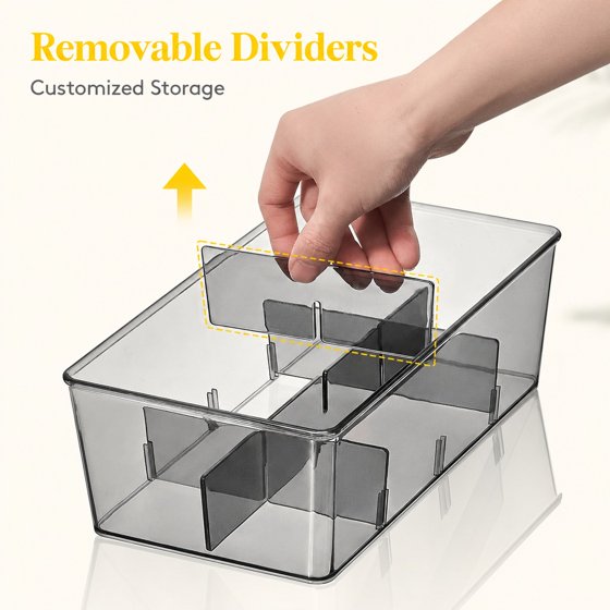 Norcho 2-Pack Tea Bag Organizer with Lid, Plastic Tea Bag Storage Box with 16 Compartments, Stackable Tea Packet Holder for Cabinet, Pantry, Countertop, Sugar Packets & Sweetener Sachets, Black