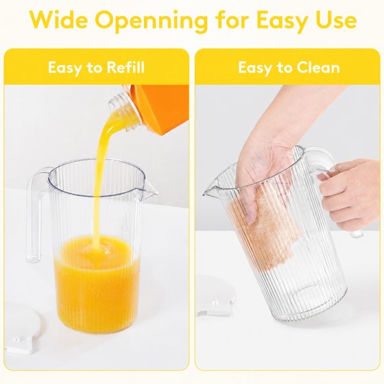 Norcho Plastic Laundry Detergent Dispenser 2-Pack, 51 oz Clear PET Containers with Handle, Easy Pour Lid and 8 Labels for Detergent, Softener and Scent Beads Laundry Room Organization