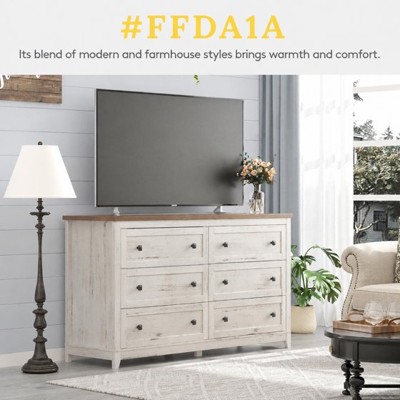 Norcho Farmhouse 6-Drawer Dresser for Bedroom, Tall Wooden Chest of Drawers Organizer for Bedroom, Living Room, Hallway, Entryway