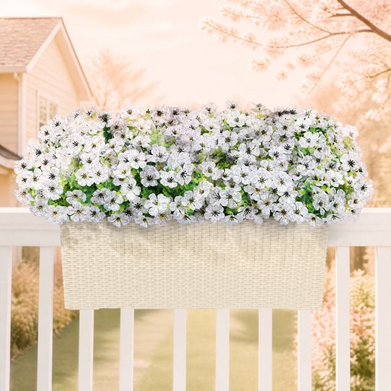 Norcho Outdoor Artificial Flowers, 24 Bundles Plastic Fake Daisy, Faux Plants for Spring/Summer Porch, Window Box, Vase, White