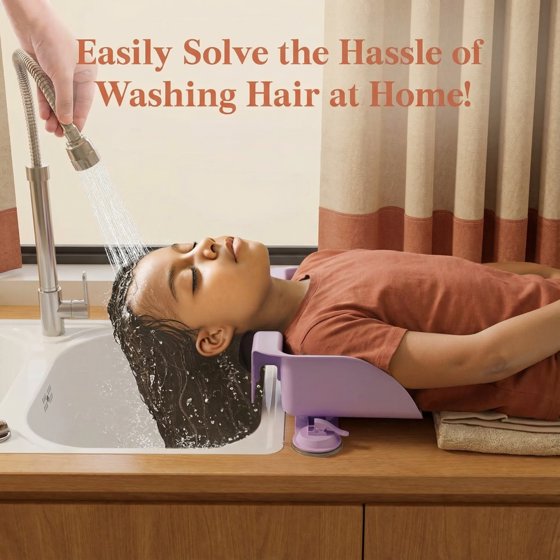 Hair Wash Basin for Kids, Portable Shampoo Bowl, Hair Washing Tray for Sink at Home, Hair Washing Station, Grape Purple