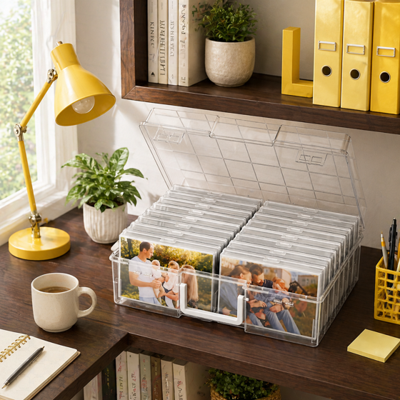 Norcho 4x6 Photo Storage Box, 16 Inner Photo Cases with Lids, Clear Plastic Photo Organizer with Label Stickers for Photos, Seeds, Stickers, Cards, Pictures, Stamps & Office Supplies