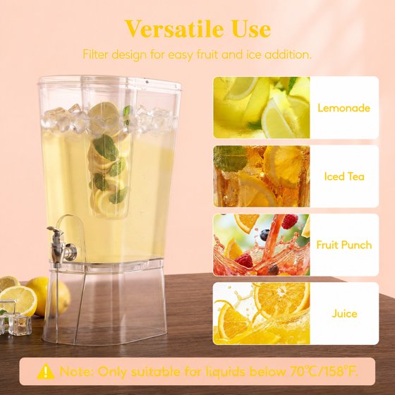 Norcho 3.1 Gallon Drink Dispenser for Parties with Stand and Ice Core, Clear Plastic Beverage Dispenser with Spigot for Juice, Tea, Soda, BPA-Free Lemonade Water Pitcher for Fridge and Events