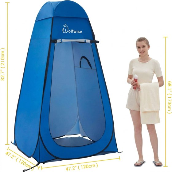 Norcho 47x83" Pop Up Shower Tent with Floor, Portable Changing Privacy Toilet Shelter with Ventilation, Blue