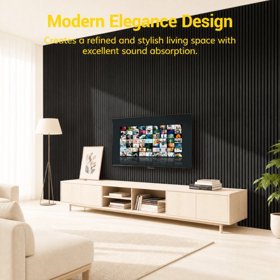 4-Piece Wood Wall Panels for Interior Wall Decor, 47.2" x 23.6" Soundproof Acoustic Wall Panels, Black