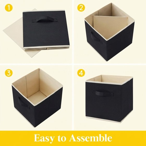Norcho 11" Foldable Fabric Storage Cubes with Handles, Decorative Baskets for Shelves Closet 18L, Black 6 Pack