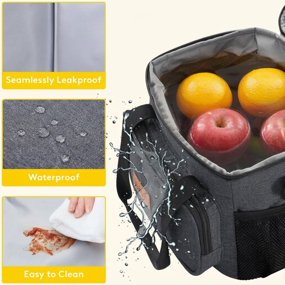 Norcho Insulated Lunch Bag Soft Cooler Tote for Adults, Dark Gray 12-Can 9L