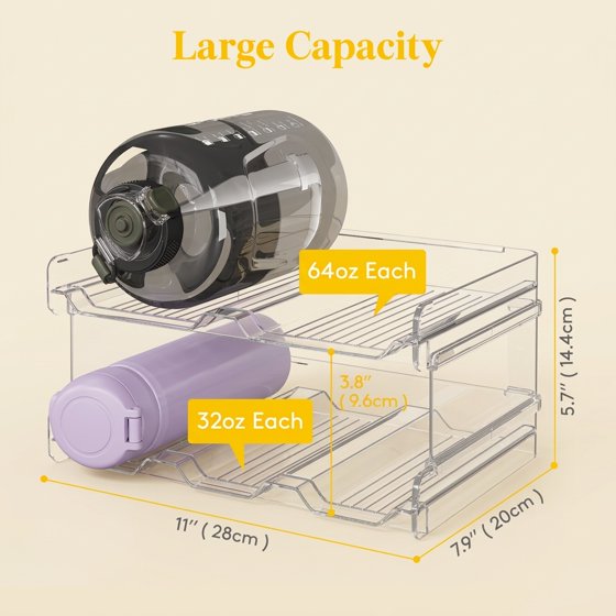 Norcho Stackable Water Bottle Organizer Cabinet, Extra Large Holder for 5 Bottles, Pantry Fridge Wine Rack Storage
