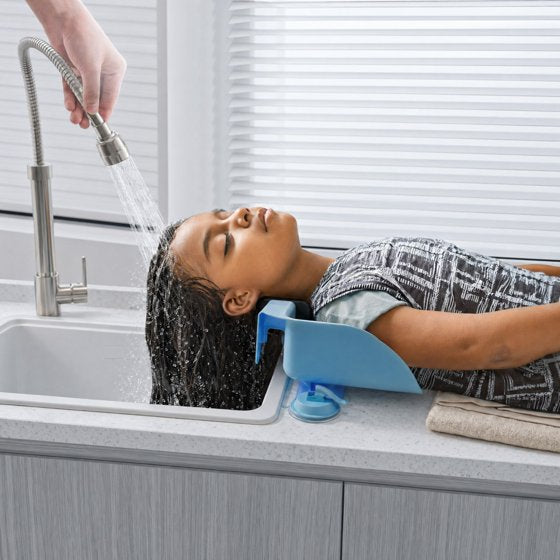 Hair Wash Basin for Kids, Portable Shampoo Bowl, Hair Washing Tray for Sink at Home, Hair Washing Station, Ocean Blue