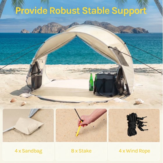 Norcho 79x49x38" Pop Up Beach Tent UPF50+ Sun Shelter, Instant Shade Canopy for 2 Person, Beige