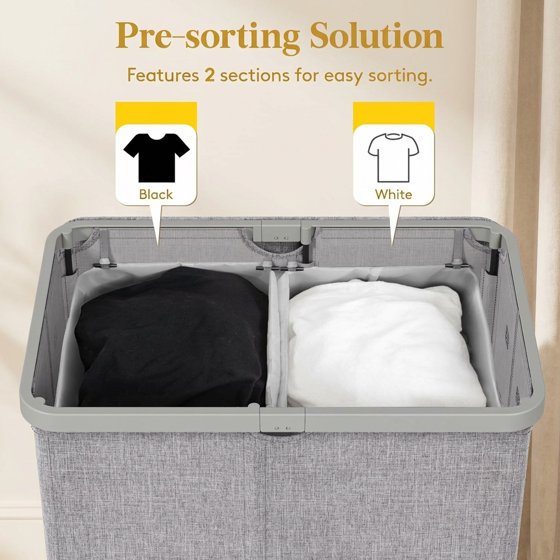 Norcho 85L Large Laundry Hamper with Lid, Foldable Tall Clothes Basket with Handles and Removable Bag for Bedroom, Bathroom, Dorm, Light Gray