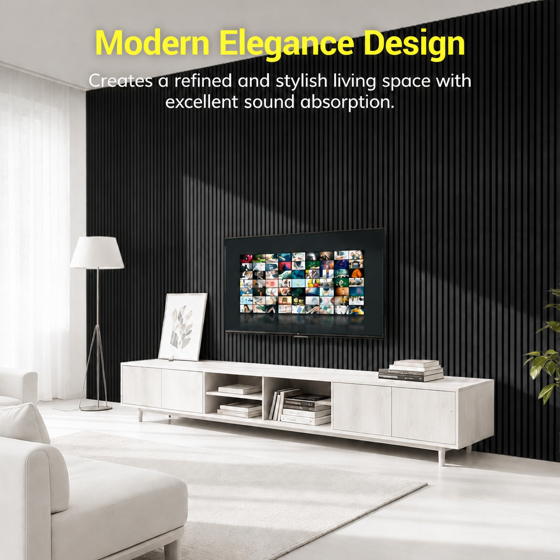 2-Piece Wood Wall Panels for Interior Wall Decor, 47.2" x 23.6" Soundproof Acoustic Wall Panels, Black
